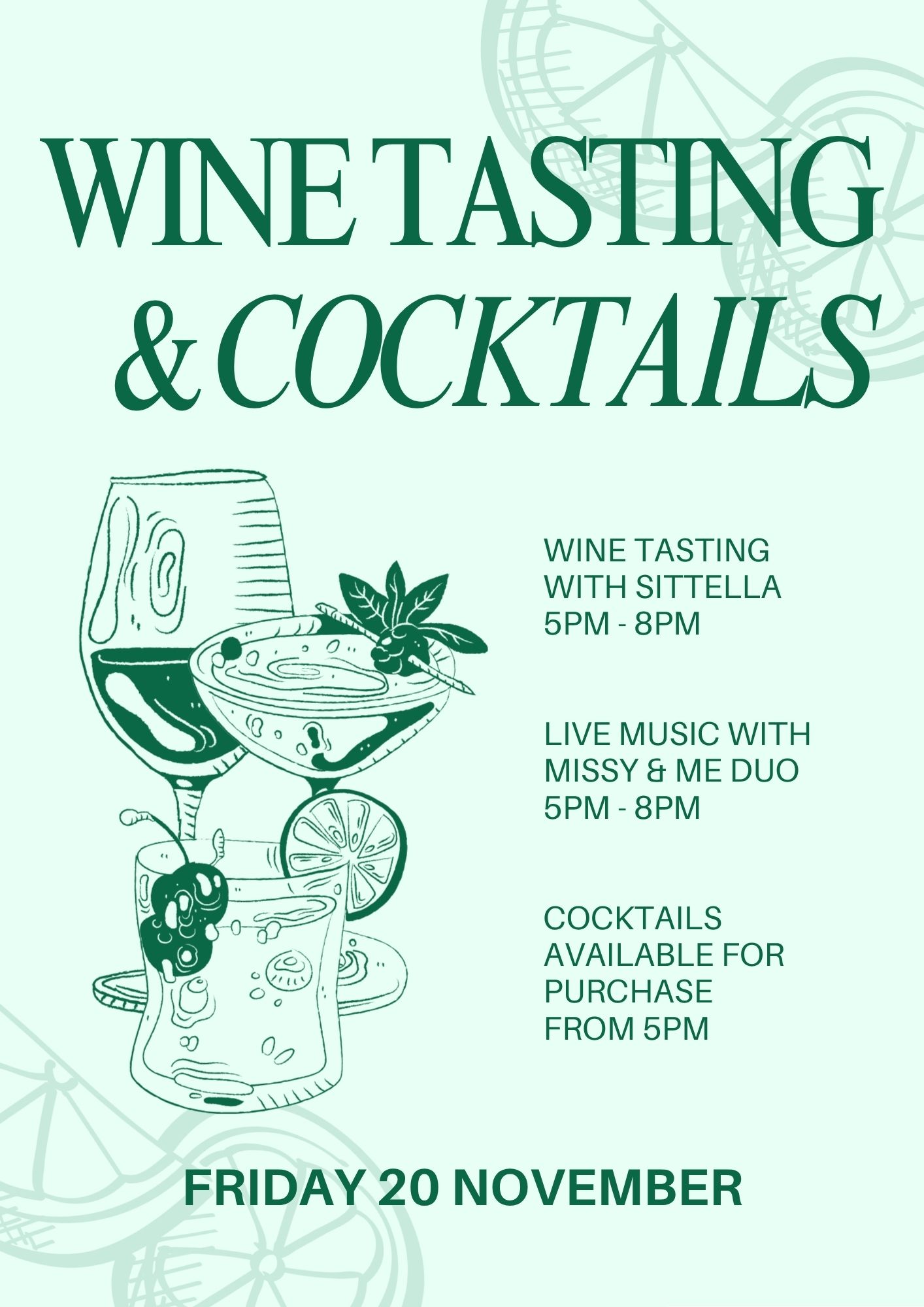 Wine Tasting & Cocktails 20 November
